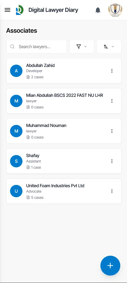 Active team members on mobile