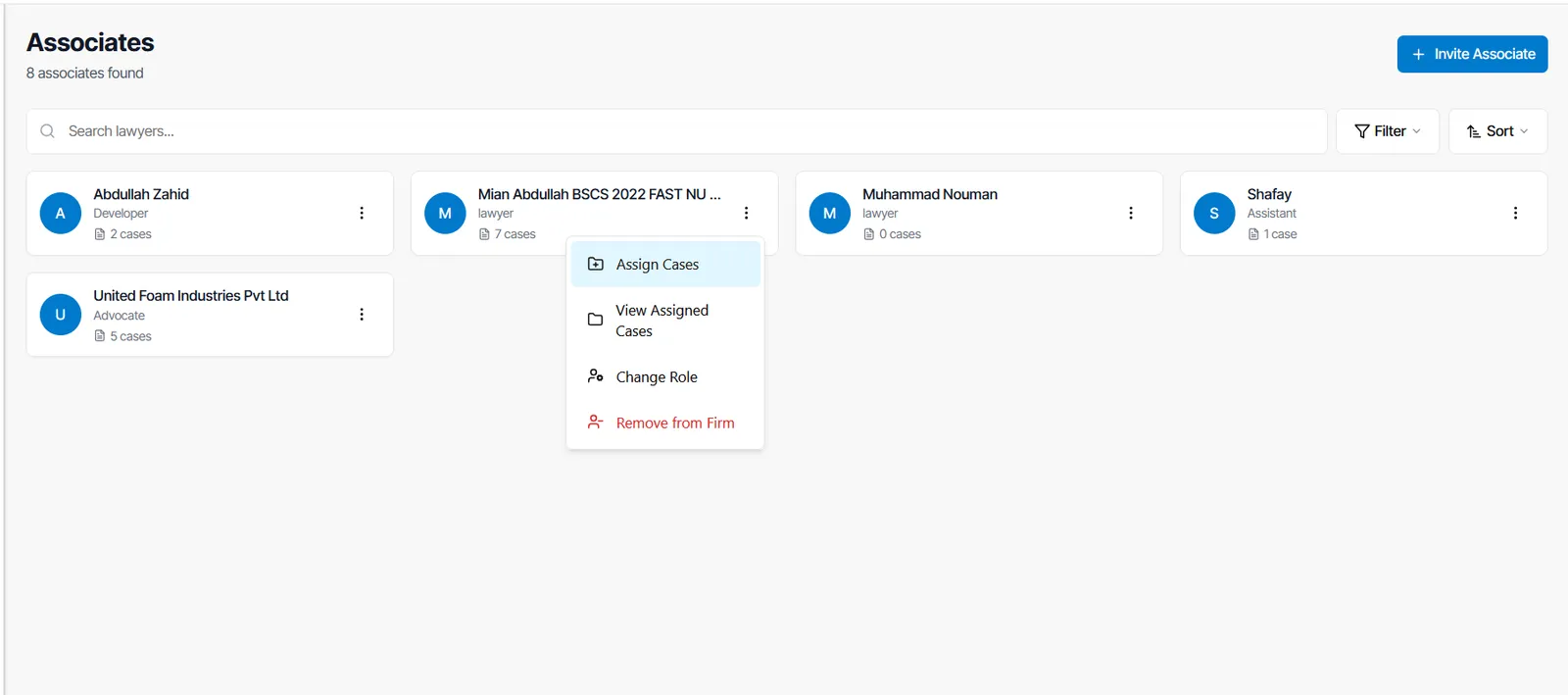 Assign cases dialog on desktop