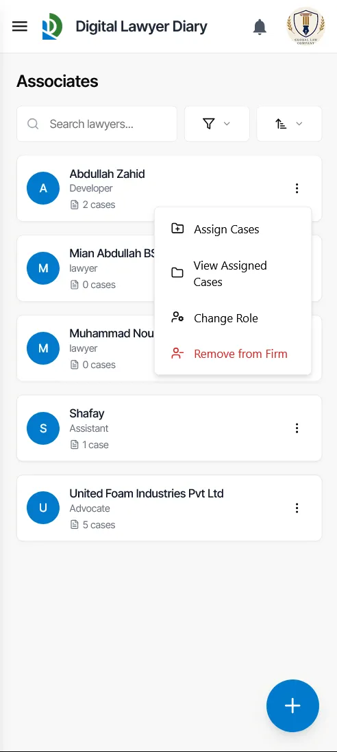 Assign cases dialog on mobile