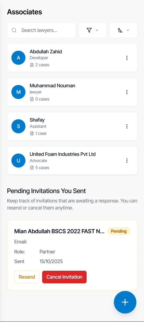 Pending invitations list on mobile