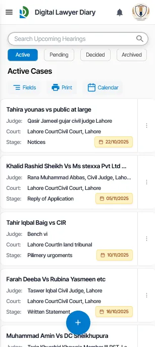 Cases list on mobile