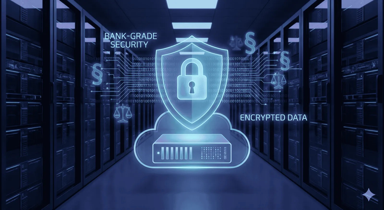 Digital security shield representing data protection