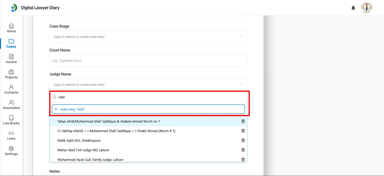 Add entry option displayed on desktop