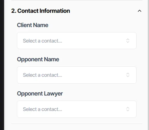 Contact information section on mobile